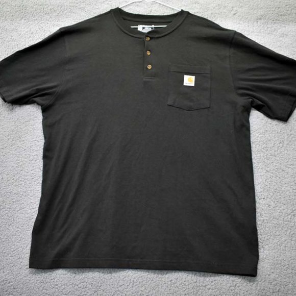 Carhartt Other - Carhartt Shirt Mens Large Black Short Sleeve Henley Original Fit Cotton T Shirt